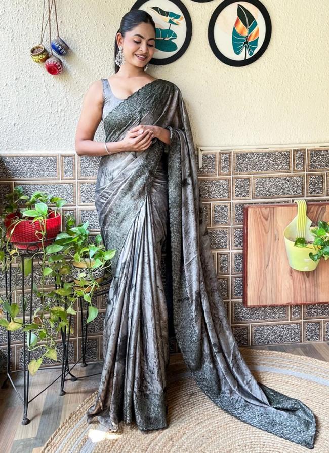 Rangoli Silk Grey Party Wear Prizam Print Saree